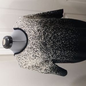 Silence+noise Grey & Black Woven Soft Low Back Sweater Size Small